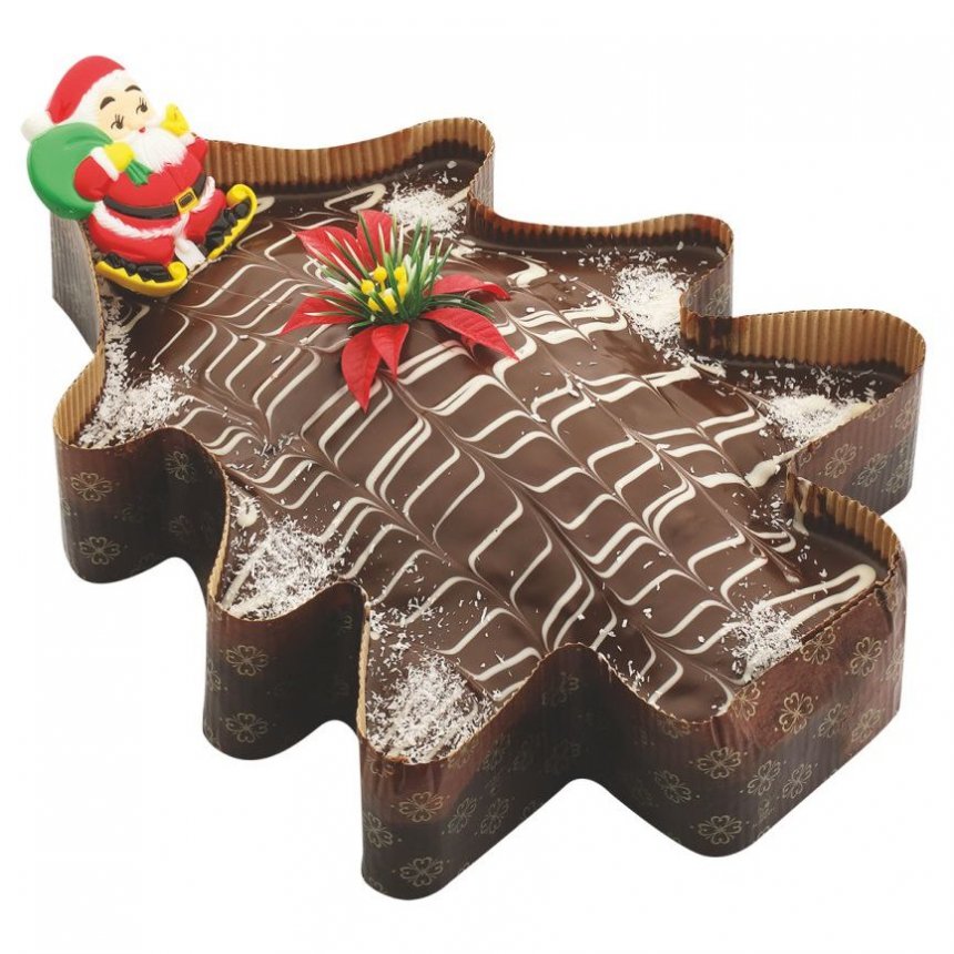 Κέικ Χριστουγεννιατικο με επικάλυψη μάυρη σοκολάτα